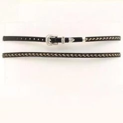 M&F - Leather Hatband With Horsehair Design - Black