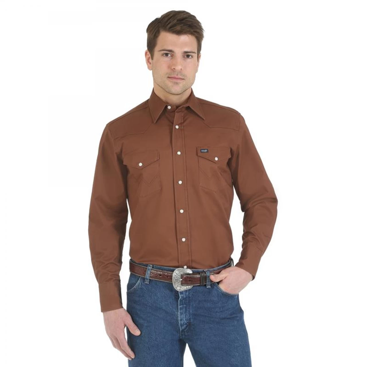 Wrangler- Advanced Comfort Workshirt- Brown 1 Wrangler- Advanced Comfort Workshirt- Brown