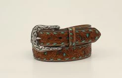 M&F Western - Womens Turquois And Brown Leather Belt