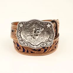M&F - Nocona Piercing Blue Underlay Bull Rider Western Belt