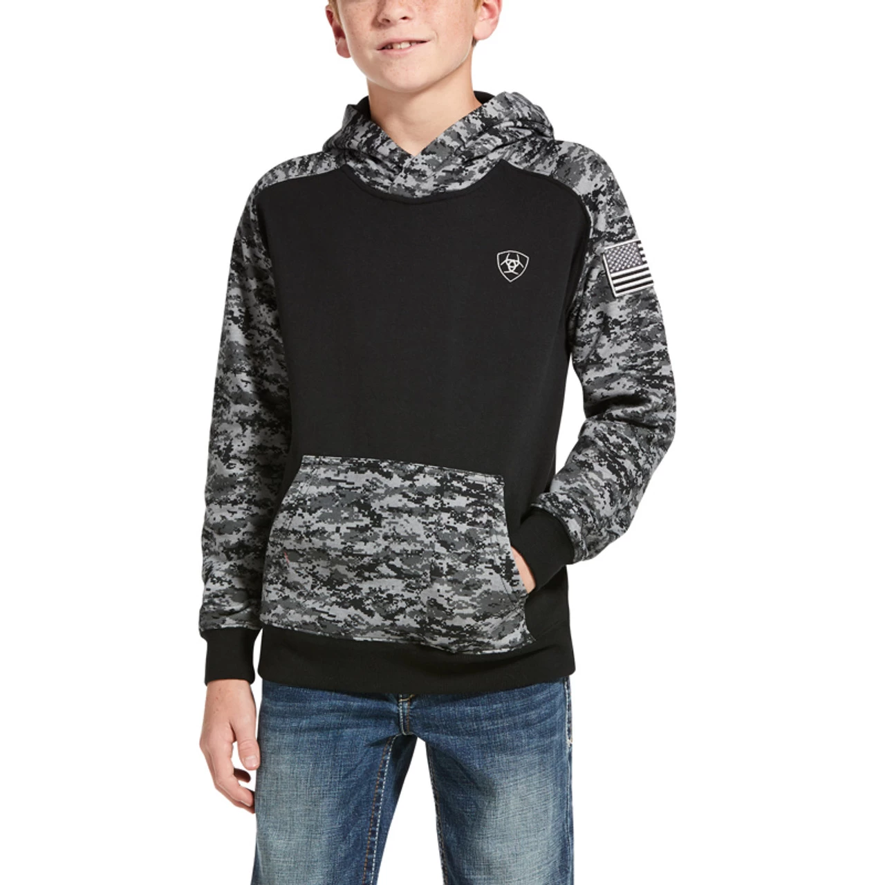 Ariat Boys Black Patriot Digital Camo Hoodie 1 Ariat Boys Black Patriot Digital Camo Hoodie