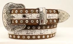 Angel Ranch Girls White Lace Inlay With Crystals Belt