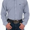 Cinch Mens Royal Blue Stripe Long Sleeve Western Shirt