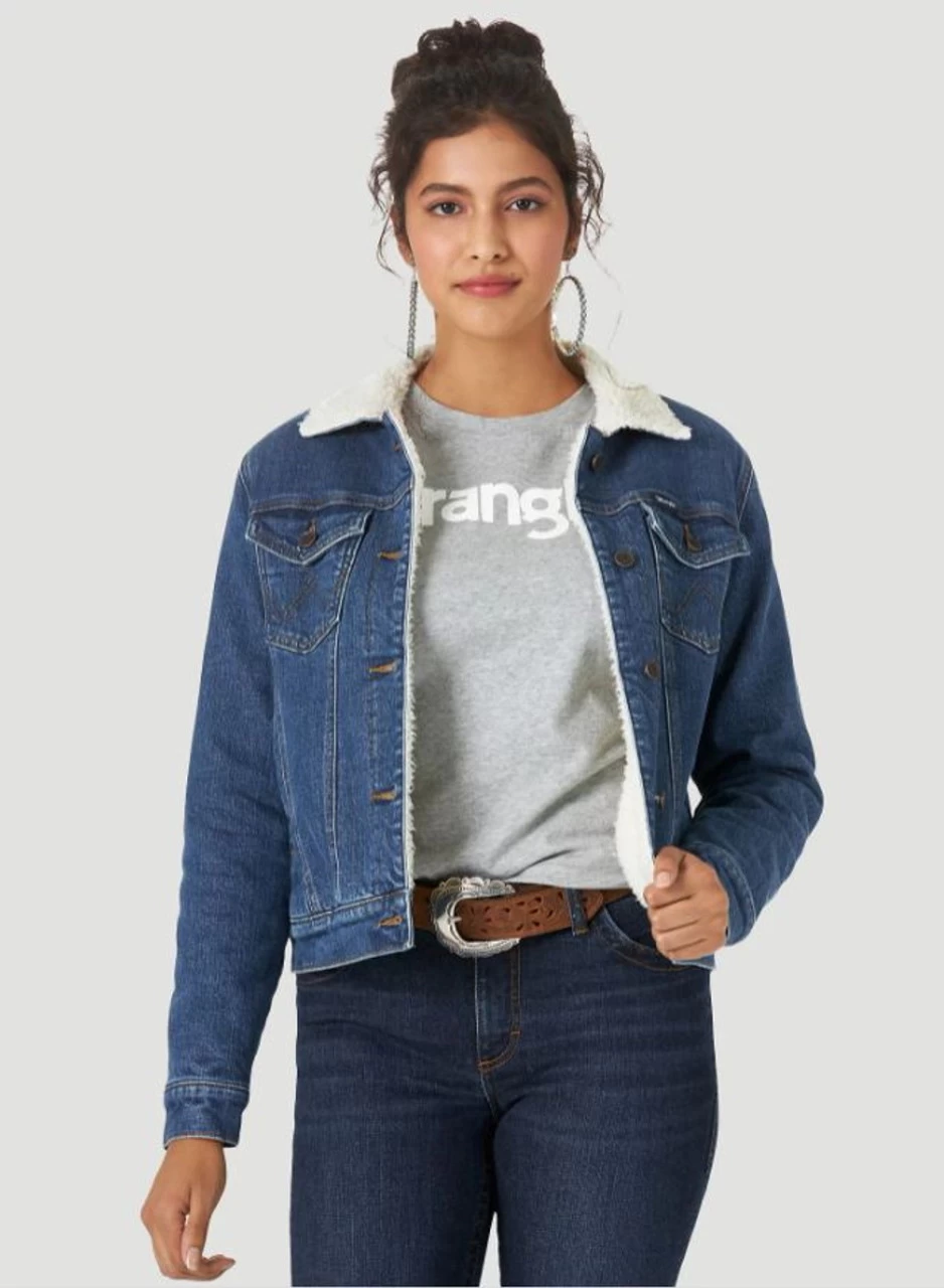 Wrangler Womens Retro Sherpa Lined Western Denim Jacket - LWJ320D 1 Wrangler Womens Retro Sherpa Lined Western Denim Jacket - LWJ320D