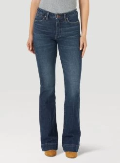 Wrangler Womens Retro Green Jean High Rise Trouser - Sara