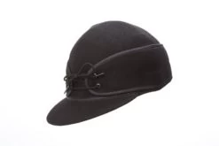 CrownCap Black Wool Bend Railroad Hat