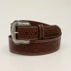 Nocona Mens Genuine Brown Leather With Basket Stamped Belt