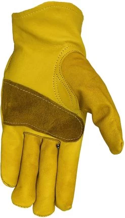 Golden Stag Gold Cowhide Driver Patch Palm Heavy Duty Goatskin Leather Work Gloves