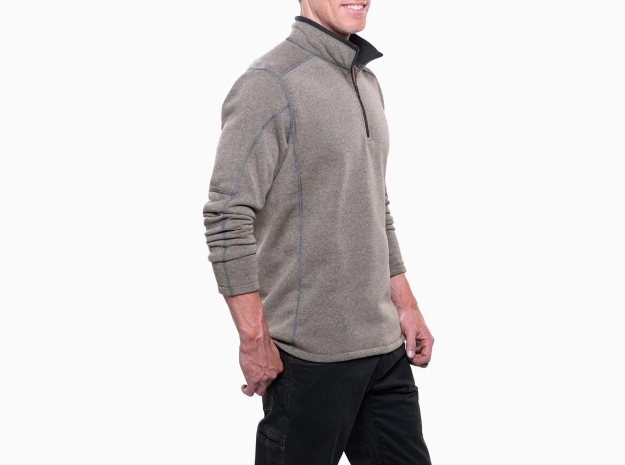 Kuhl Mens Oatmeal 1/4 Zip Sweater Pullover 3 Kuhl Mens Oatmeal 1/4 Zip Sweater Pullover - Image 3