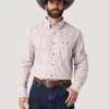 Wrangler Mens Brown & White Check George Strait One Pocket Button Down Long Sleeve Western Shirt