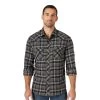 Wrangler Retro Mens Black Plaid Long Sleeve Flannel Shirt