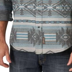 Wrangler Mens Grey Aztec Retro Premium Modern Fit Long Sleeve Western Shirt -Comprehensive Shop P2568590 4 54472.1664818112