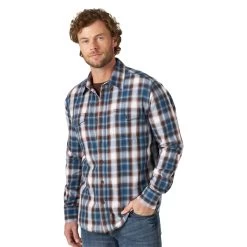 Wrangler Retro Premium Ocean Plaid Long Sleeve Shirt