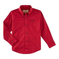 Wrangler Boys Red Paisley George Straight One Pocket Long Sleeve Western Shirt