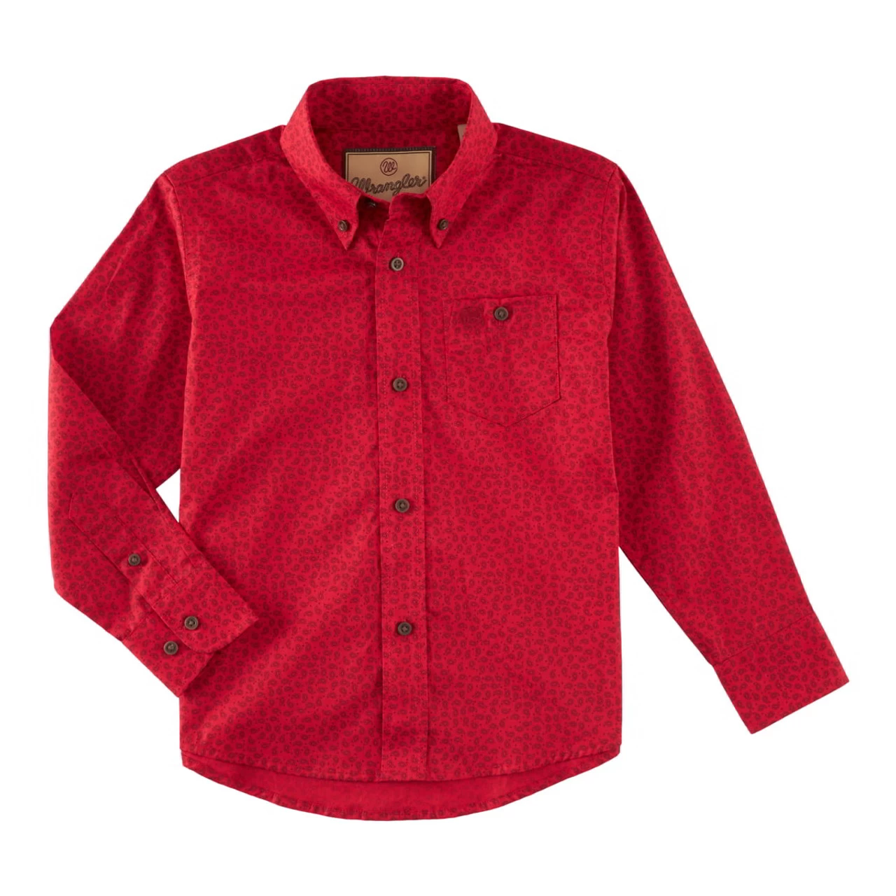 Wrangler Boys Red Paisley George Straight One Pocket Long Sleeve Western Shirt 1 Wrangler Boys Red Paisley George Straight One Pocket Long Sleeve Western Shirt