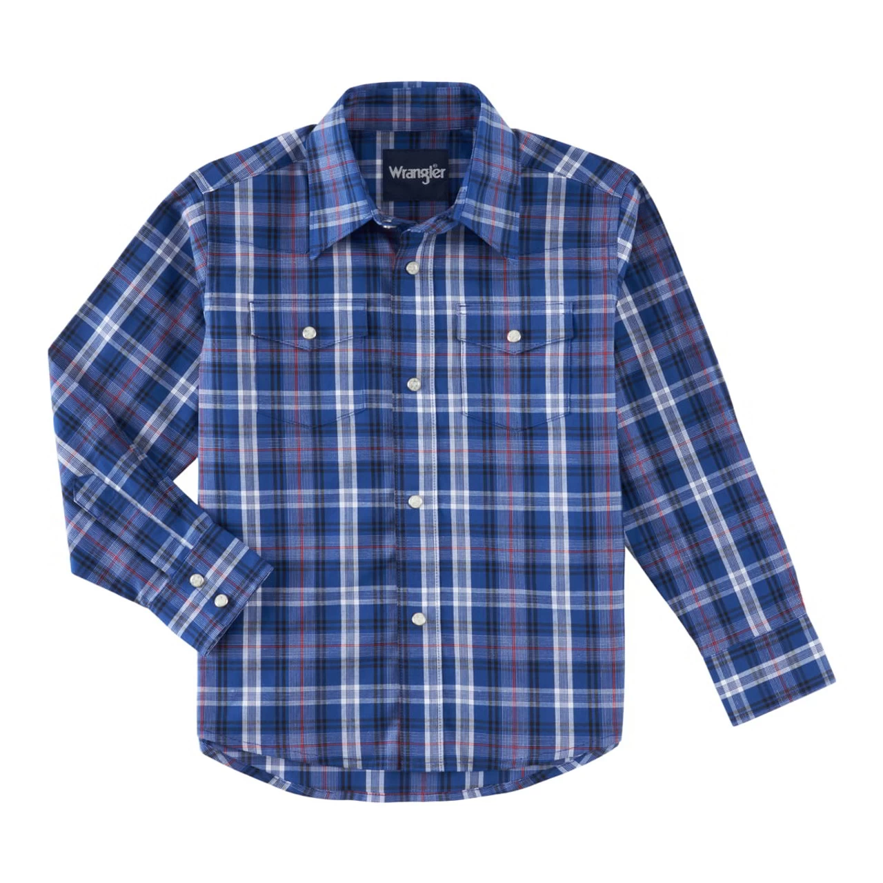 Wrangler Boys Royal Blue Plaid Snap Button Long Sleeve Western Shirt 1 Wrangler Boys Royal Blue Plaid Snap Button Long Sleeve Western Shirt
