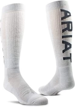 Ariat Mens Grey Over The Calf Mid Weight Western Boot Socks