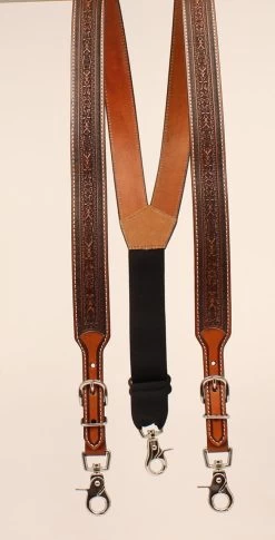 Nocona Gallus Floral Tooled Leather Suspenders