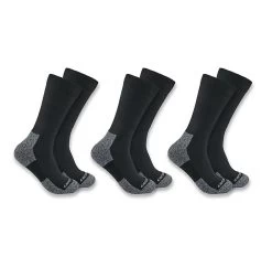 Carhartt Mens Black Lightweight Stretch Top Crew Sock - 3 Pack