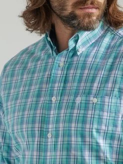 Wrangler Men's George Straight Long Sleeve Button Down One Pocket Shirt In Teal Floral 6 Wrangler Men's George Straight Long Sleeve Button Down One Pocket Shirt In Teal Floral -Comprehensive Shop P2615615 3 33258.1681826421