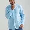 Wrangler Mens Light Blue Floral Classic Relaxed Fit Long Sleeve Shirts