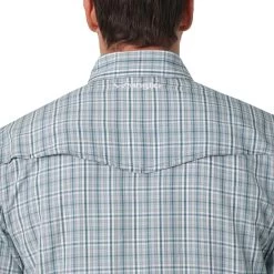 Wrangler Mens Performance Snap Long Sleeve Plaid Shirt In Teal Plaid -Comprehensive Shop P2616235 4 06656.1675202941