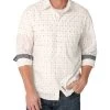 Wrangler Retro Premium Mens White Aztec Print Modern Fit Long Sleeve Shirt