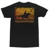 Yellowstone Mens Black Horse Running Short Sleeve T-Shirt