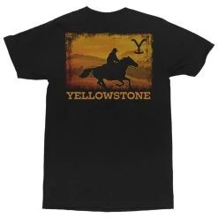 Yellowstone Mens Black Horse Running Short Sleeve T-Shirt
