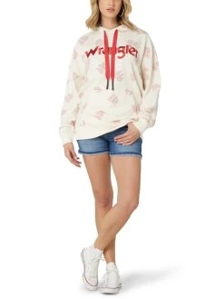 Wrangler Womens Reto Boot Graphic Hoodie In White