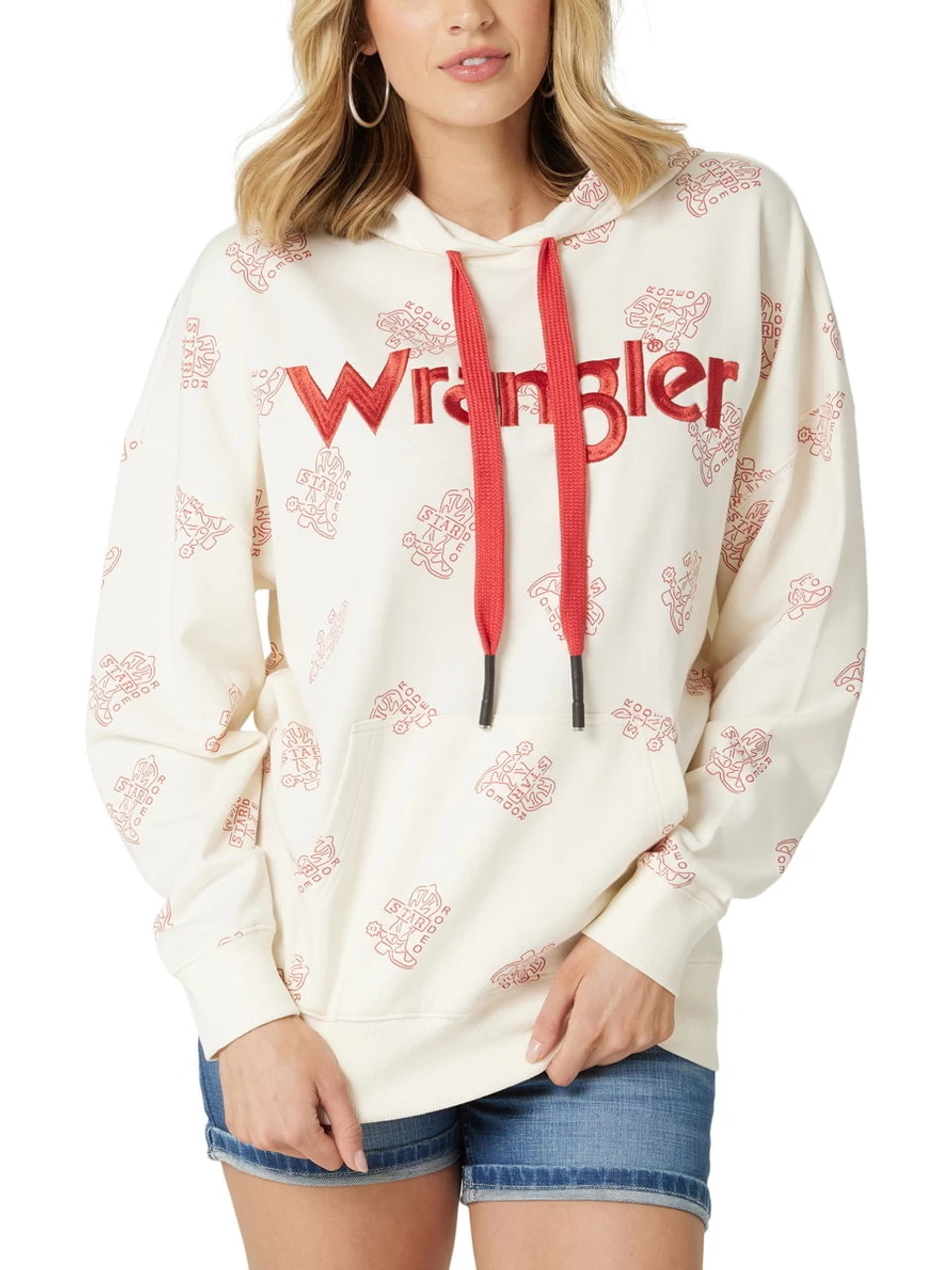 Wrangler Womens Reto Boot Graphic Hoodie In White 2 Wrangler Womens Reto Boot Graphic Hoodie In White - Image 2