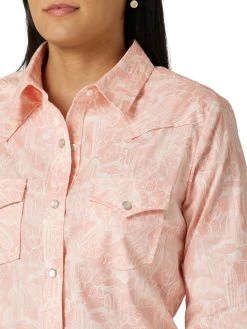 Wrangler Womens Cacti Western Snap Shirt In Pink Multi -Comprehensive Shop P2625140 3 18969.1675203526