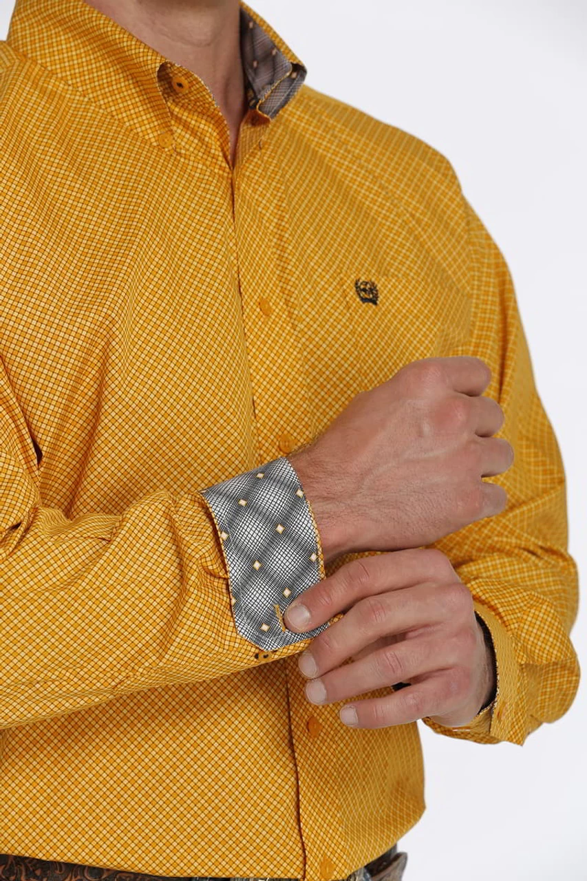 Cinch Mens Gold Check Long Sleeve Western Shirt 2 Cinch Mens Gold Check Long Sleeve Western Shirt - Image 2