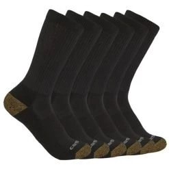 Carhartt Mens Black Midweight Crew Socks - 6 Pack