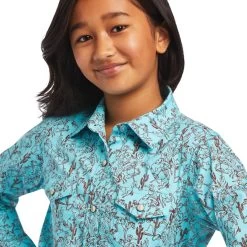 Ariat Girls R.E.A.L. Amazonite Bucking Bronc Long Sleeve Shirt -Comprehensive Shop P2635370 3 47635.1675963281