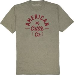 Rural Cloth Mens Military Green American Cattle Barb Wire Short Sleeve Tee