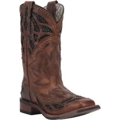 Laredo Womens Brown & Black Eternity Broad Square Toe Boots