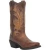 Laredo Womens Brown With Yellow Feather Love Cowboy Square Toe Boots
