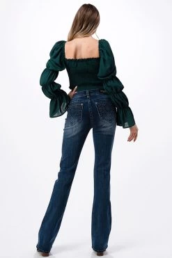 Grace In LA Womens Easy Fit Embroidered Aztec Bootcut Jeans - EB61702