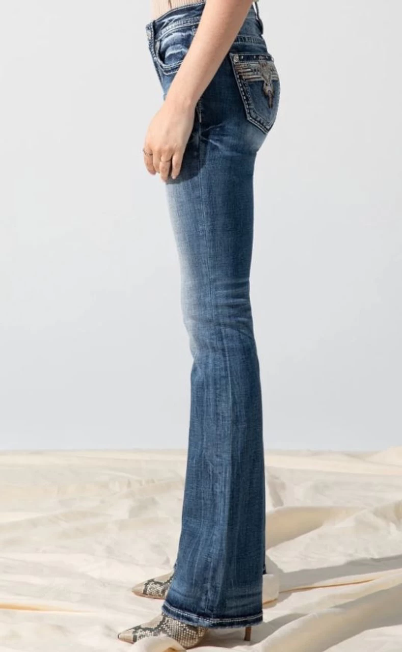 Miss Me Womens Sky Aztec Thunderbird Bootcut Jeans 3 Miss Me Womens Sky Aztec Thunderbird Bootcut Jeans - Image 3