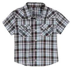 Wrangler Baby Boy Short Sleeve Western Snap Plaid Shirt In White And Brown