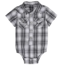 Wrangler Wrangler Baby Boy Western Plaid Grey With Snap Buttons.