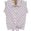 Wrangler Girls White Short Sleeve With Tie In The Front Shirt
