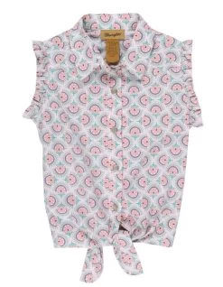 Wrangler Girls White Short Sleeve With Tie In The Front Shirt
