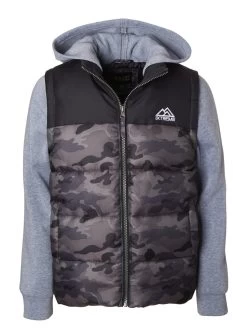 IXtreme Boys Grey Camo Ripstop Layered Puffer Jacket
