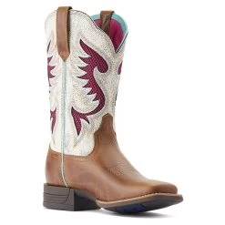 Ariat Womens Distressed White & Dark Tan Pinto VentTEK 360 Wide Square Toe Boots -Comprehensive Shop P2672675 3 95153.1673304559