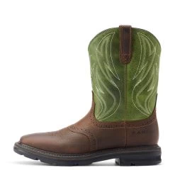 Ariat Mens Dark Brown & Grass Green Sierra Wide Square Toe Work Boot -Comprehensive Shop P2676200 3 79864.1672764984