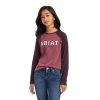 Ariat Girls Mulberry And Nostalgia Rose Varsity Tee