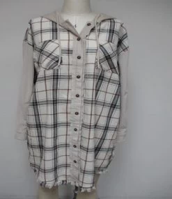 West & Wild Womens Plaid Button Up Hoodie