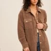 Hem & Thread Womens Mocha Soft Sherpa Long Shacket